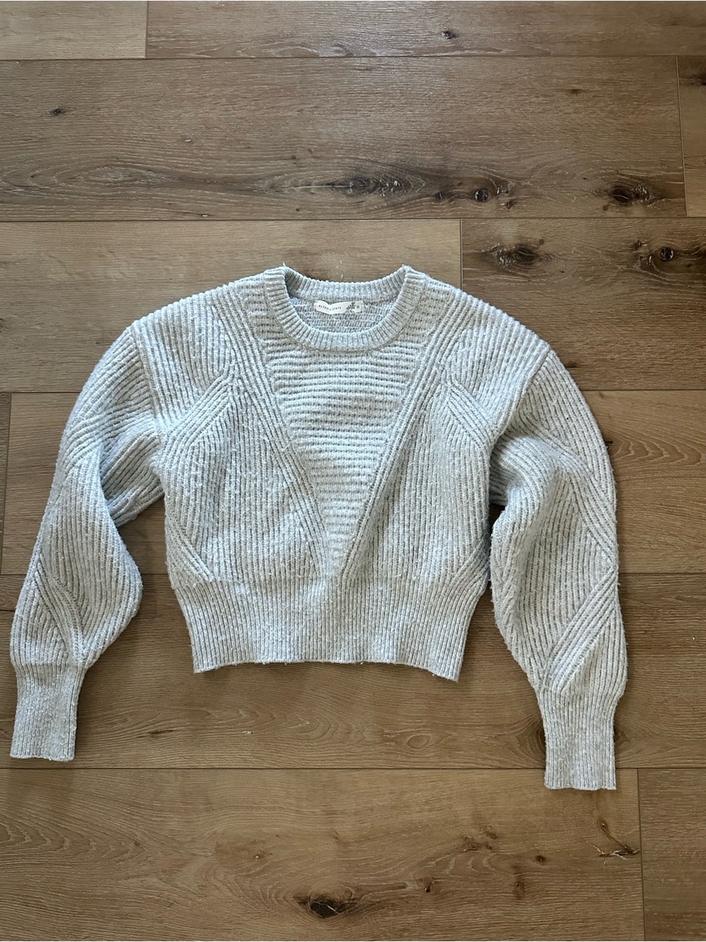 Altar’d State Gray Textured Ribbed Knit Sweater Balloon Sleeve
